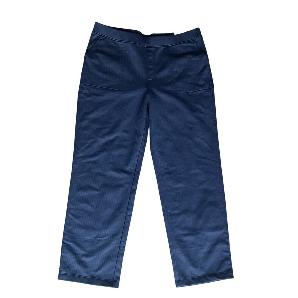 Mondetta Herringbone Straight Leg Pants XL Blue High Rise Stretch Side  NWT